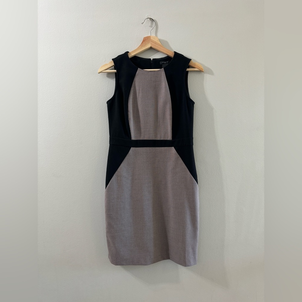 Ann Taylor Black and small Houndstooth patterned dress.